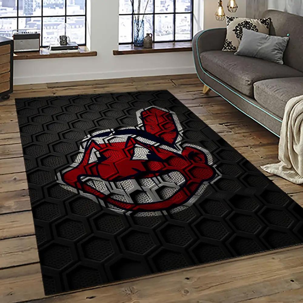 Mlb cleveland indians baseball team logo sport carpet rectangle area rug for living room ci7 Rectangle Rug
