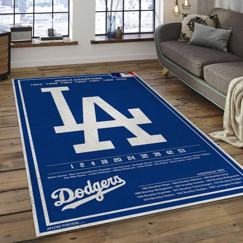 Mlb los angeles dodgers baseball team logo rectangle area lad10 Rectangle Rug