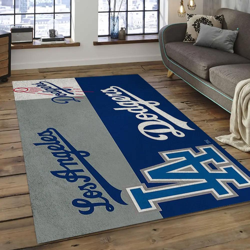 Mlb los angeles dodgers baseball team logo rectangle area lad15 Rectangle Rug