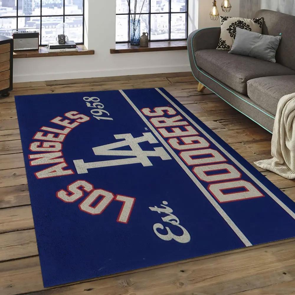 Mlb los angeles dodgers baseball team logo rectangle area lad62 Rectangle Rug