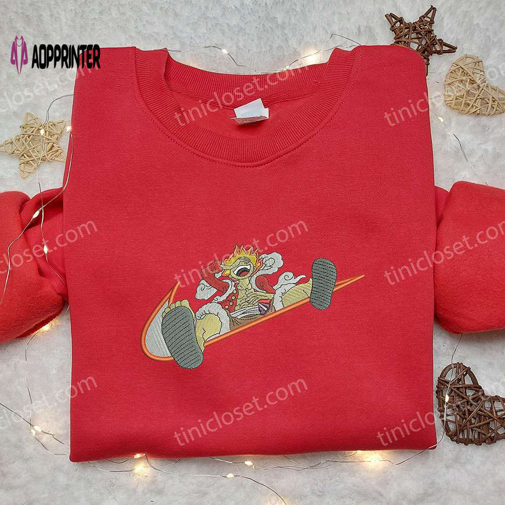 Monkey d luffy one piece x nike shirt – cool anime embroidered tee Embroidered Shirt