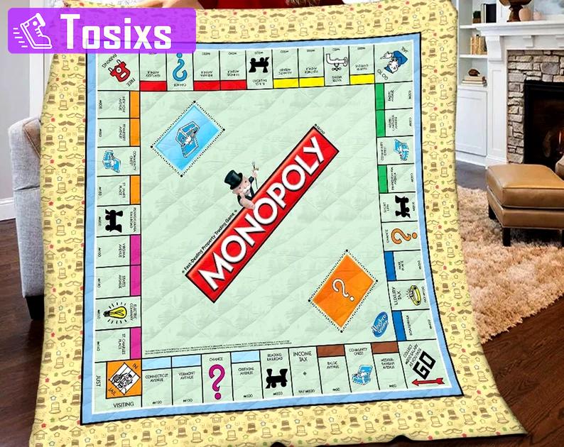 Monopoly board game blanket, monopoly fleece blanket, monopoly couch sofa blanket, board game monopoly blanket,christmas xmas gifts for kids Quilt Blanket