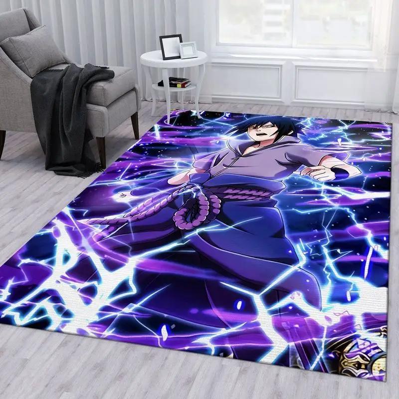 Naruto shippuden sasuke uchiha anime area rug living room and bed room rug rug regtangle carpet floor decor home decor Rectangle Rug