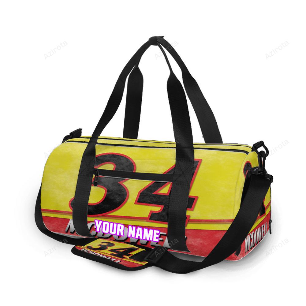 Nascar front row motor sports mc dowell 34 personalized name travel bag gym bag 1393 Travel Bag