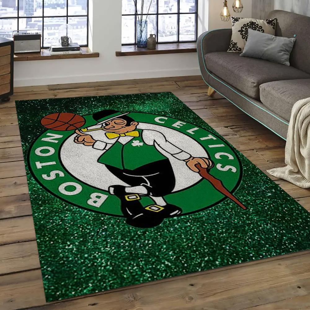 Nba boston celtics basketball legend team logo rectangle area bc34 Rectangle Rug
