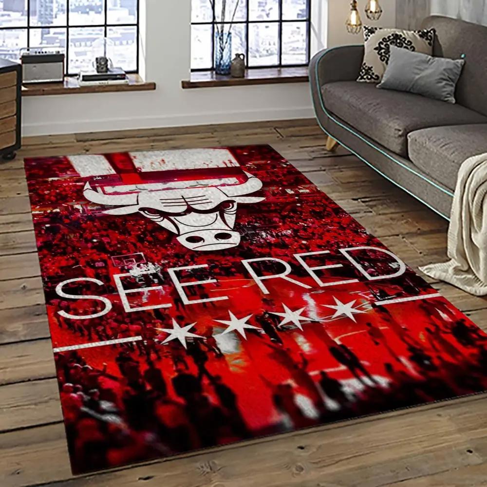 Nba chicago bulls basketball team logo sport carpet area rug home decor best gift for friends cb68 Rectangle Rug