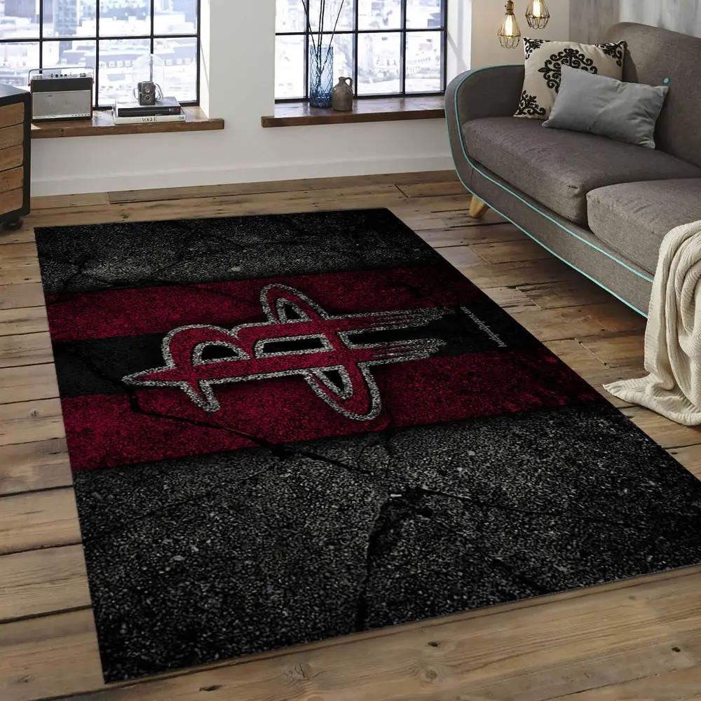 Nba houston rockets basketball legend team logo rectangle area hr02 Rectangle Rug