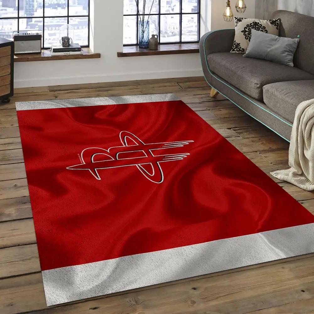 Nba houston rockets basketball legend team logo rectangle area hr12 Rectangle Rug