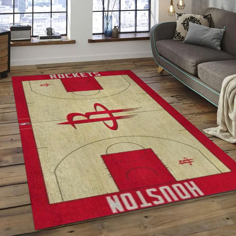 Nba houston rockets basketball legend team logo rectangle area hr20 Rectangle Rug