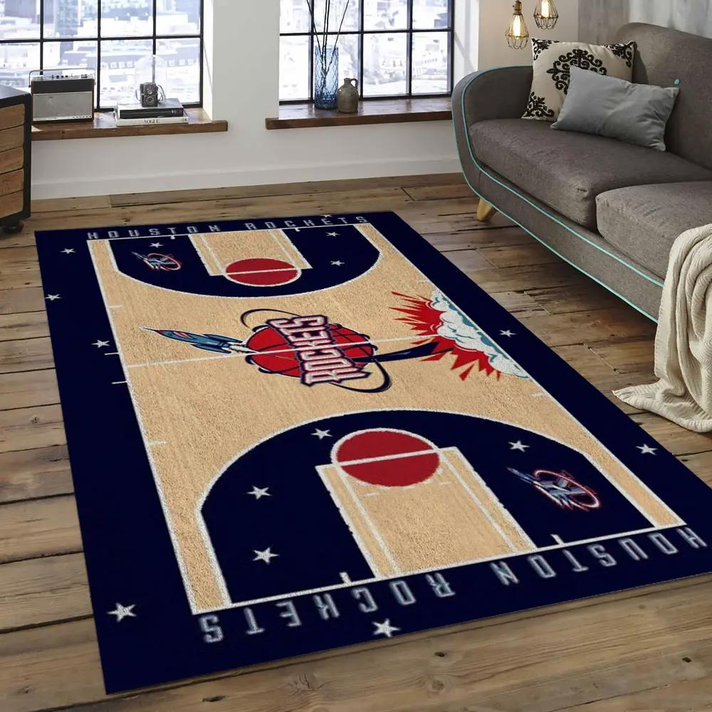 Nba houston rockets basketball legend team logo rectangle area hr24 Rectangle Rug