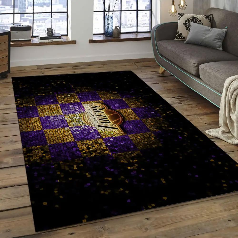 Nba los angeles lakers basketball legend team logo rectangle area lal40 Rectangle Rug