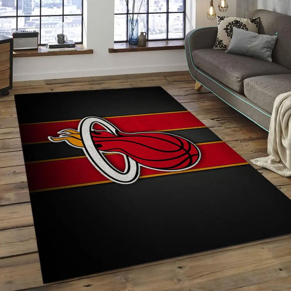 Nba miami heat basketball legend team logo rectangle area mh01 Rectangle Rug