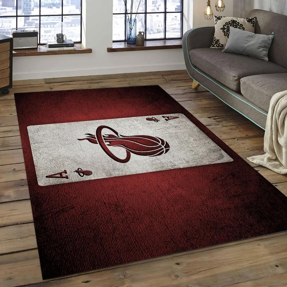 Nba miami heat basketball legend team logo rectangle area mh16 Rectangle Rug