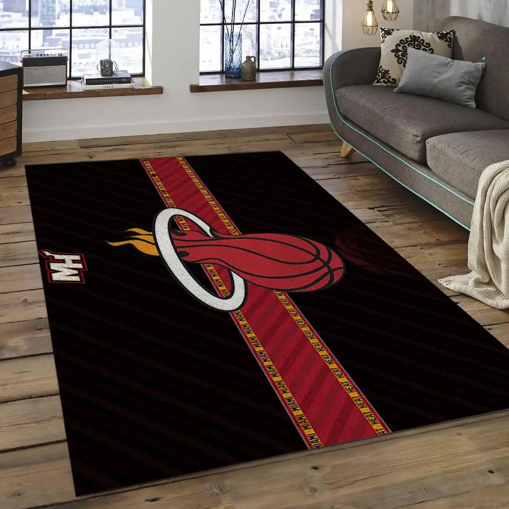 Nba miami heat basketball legend team logo rectangle area mh39 Rectangle Rug