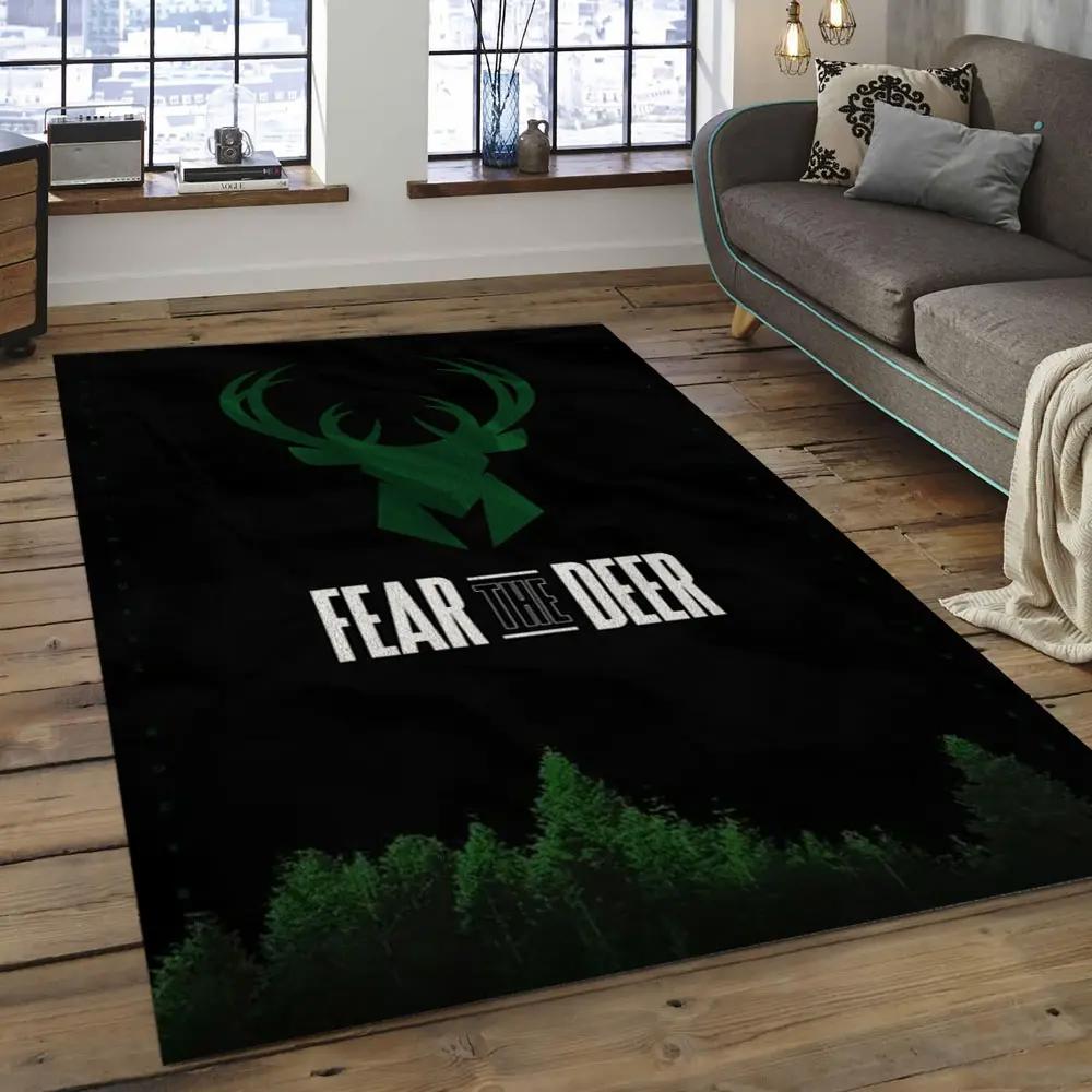 Nba milwaukee bucks basketball legend team logo rectangle area mbs16 Rectangle Rug