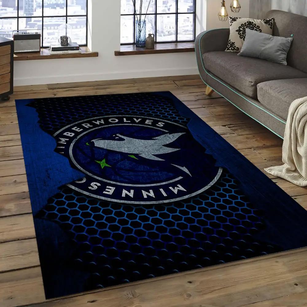 Nba minnesota timberwolves basketball legend team logo rectangle area mt15 Rectangle Rug