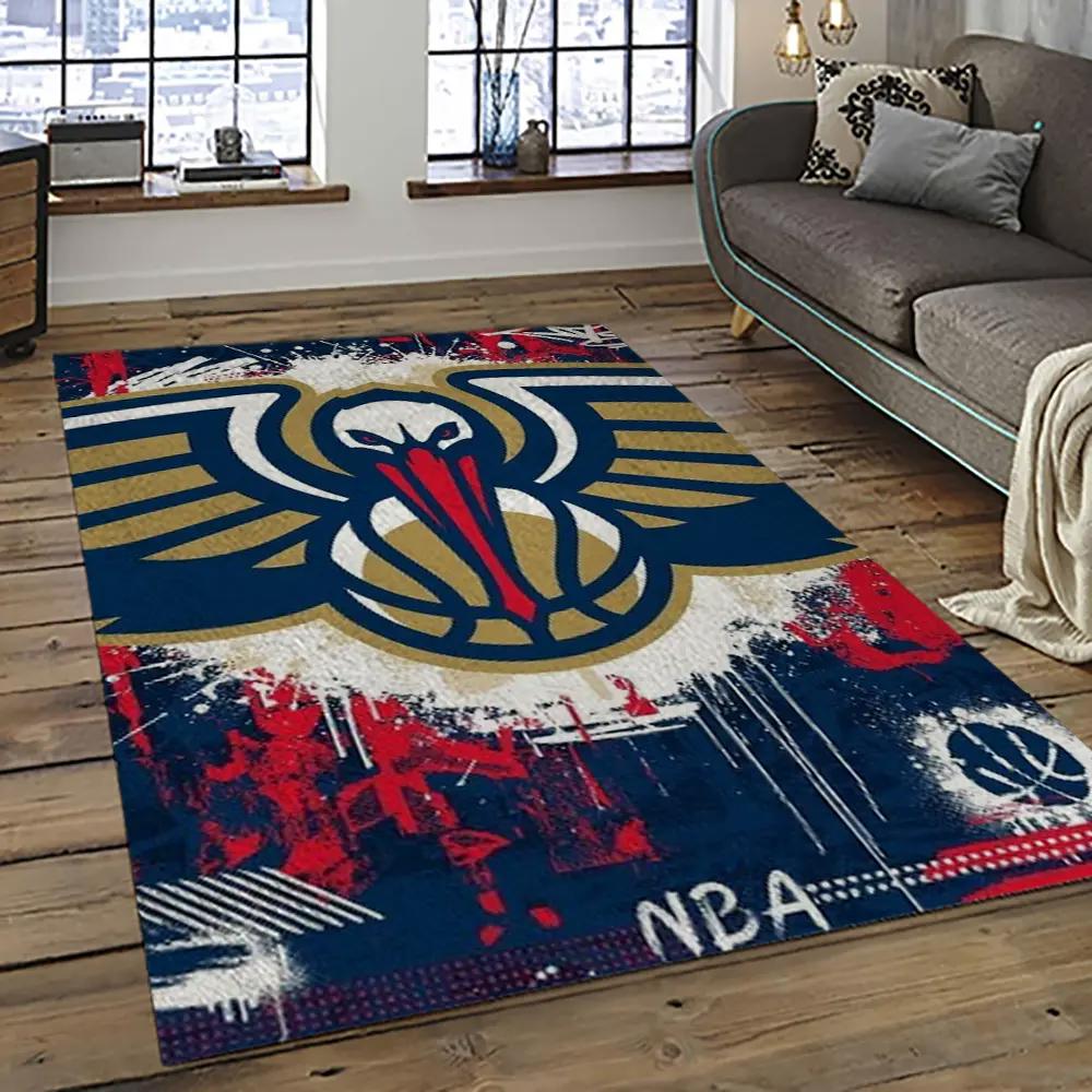 Nba new orleans pelicans basketball team logo sport carpet rectangle area rug for living room nop1 Rectangle Rug