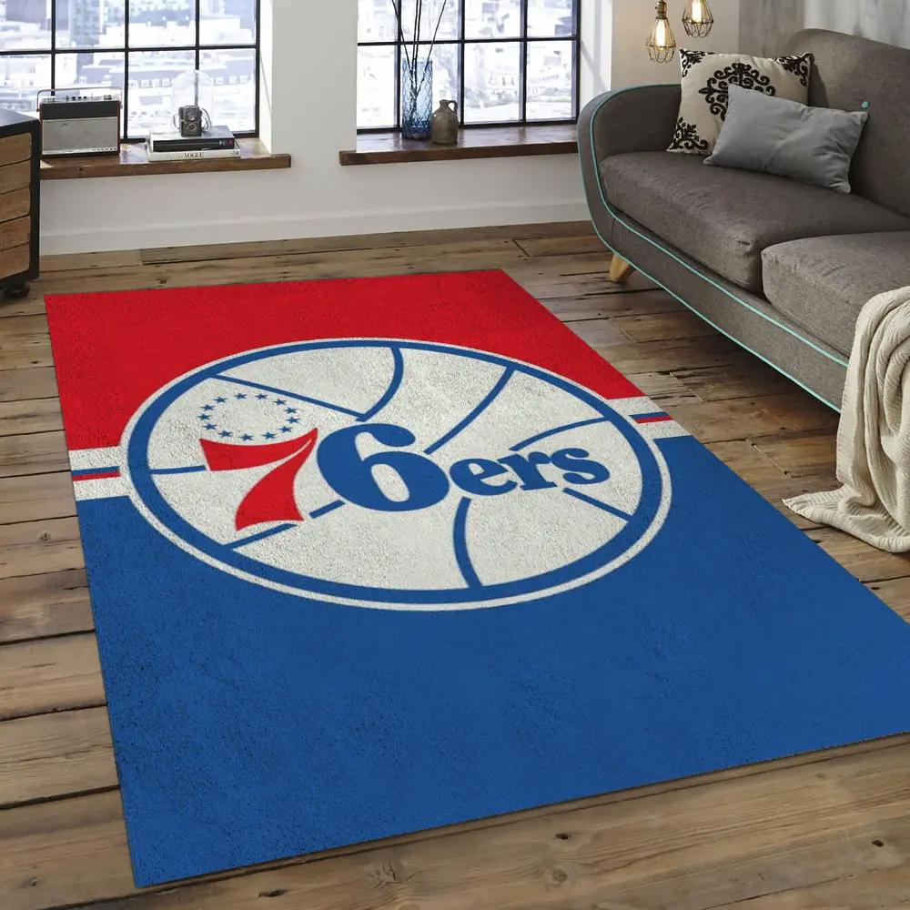 Nba philadelphia 76ers basketball legend team logo rectangle area p7644 Rectangle Rug