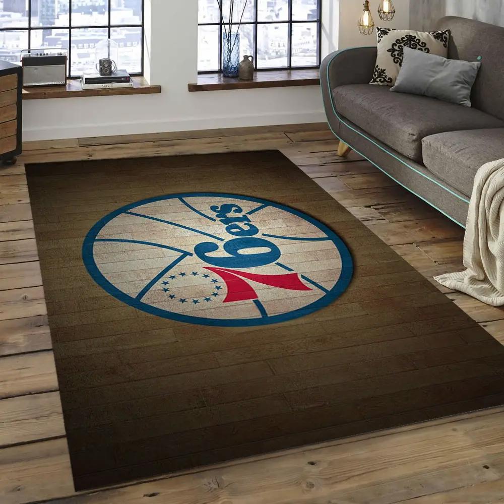 Nba philadelphia 76ers basketball legend team logo rectangle area p7646 Rectangle Rug