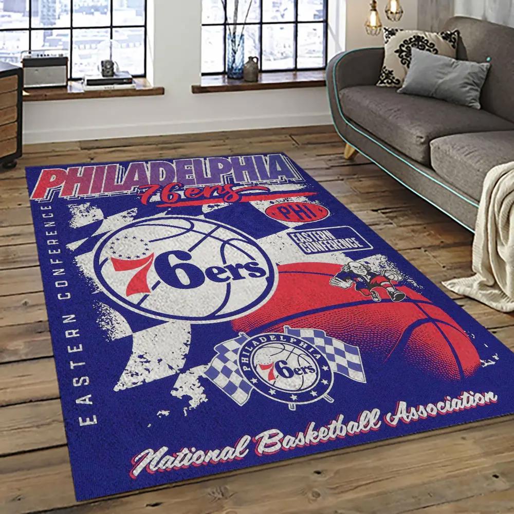 Nba philadelphia 76ers basketball team logo sport carpet area rug home decor best gift for friends p7642 Rectangle Rug
