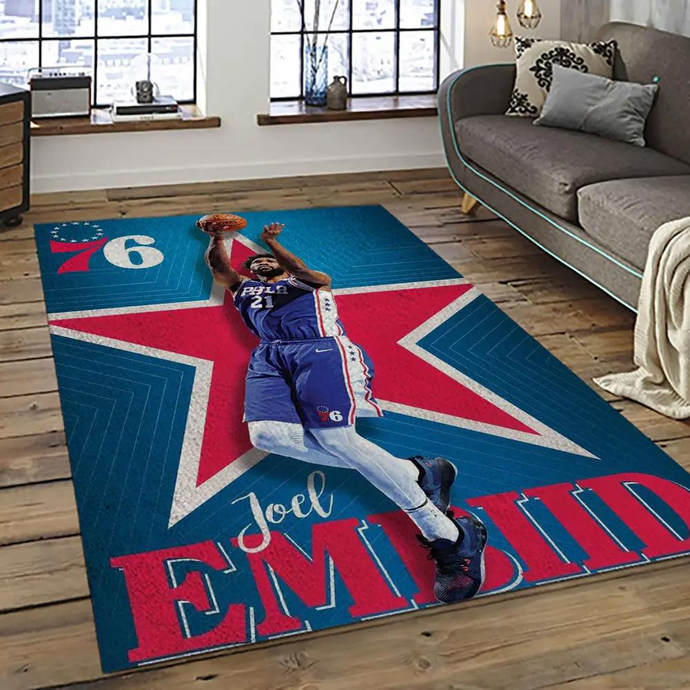 Nba philadelphia 76ers basketball team logo sport carpet area rug home decor best gift for friends p7647 Rectangle Rug