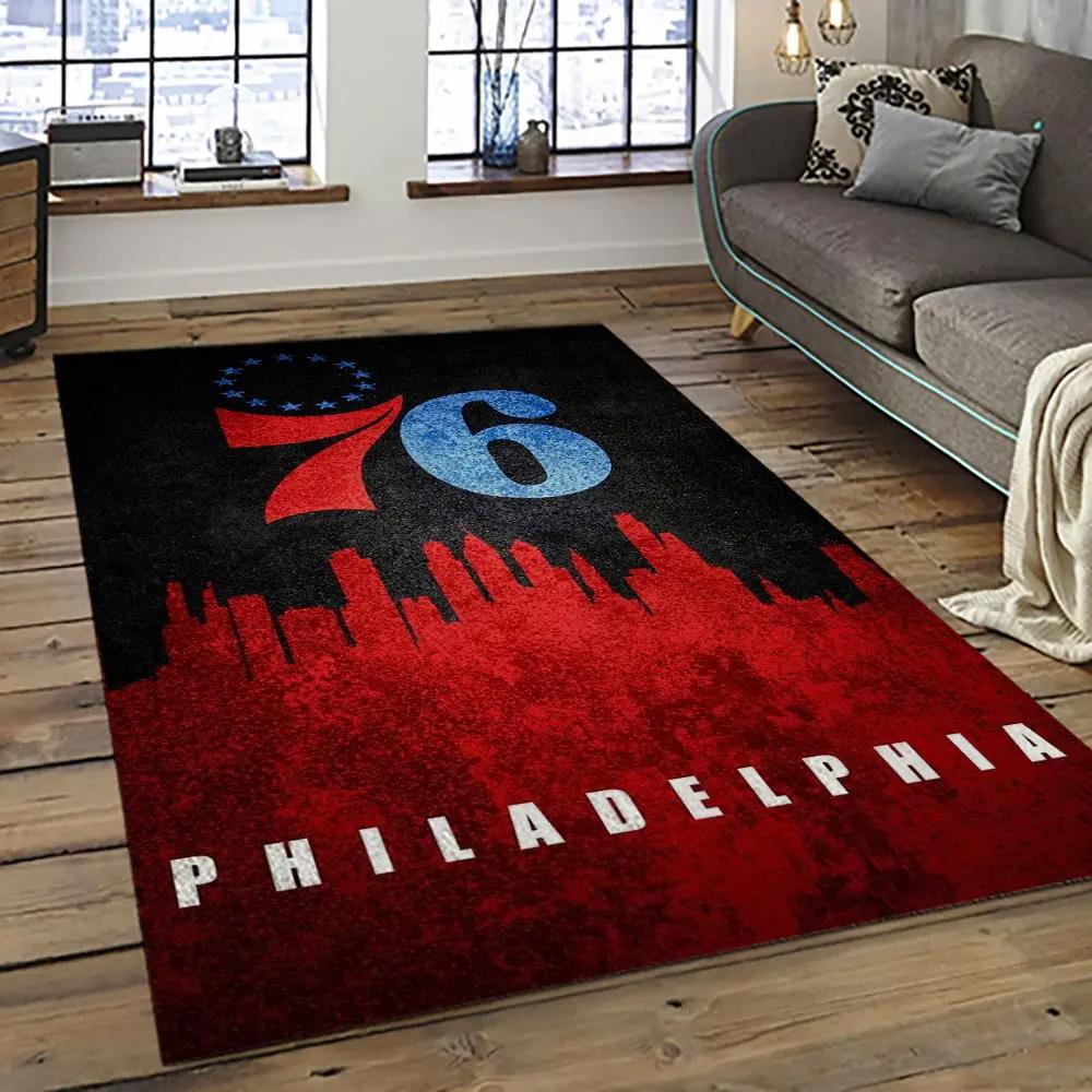 Nba philadelphia 76ers basketball team logo sport carpet area rug home decor best gift for friends p7660 Rectangle Rug
