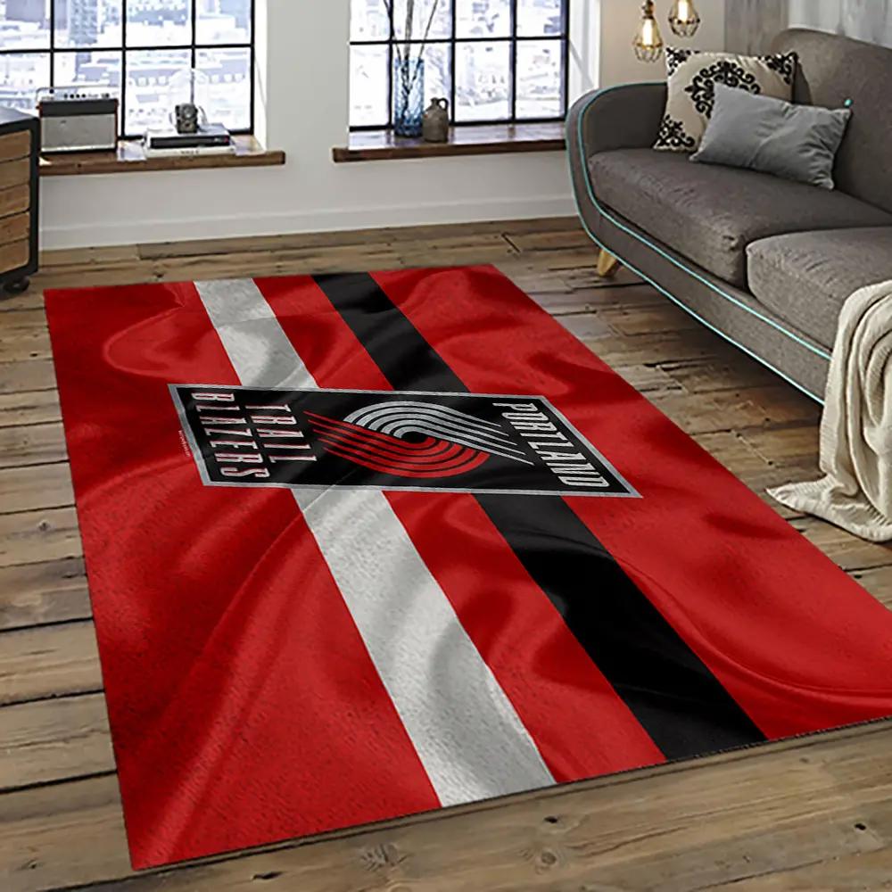 Nba portland trail blazers basketball team logo sport carpet rectangle area rug for living room ptb25 Rectangle Rug