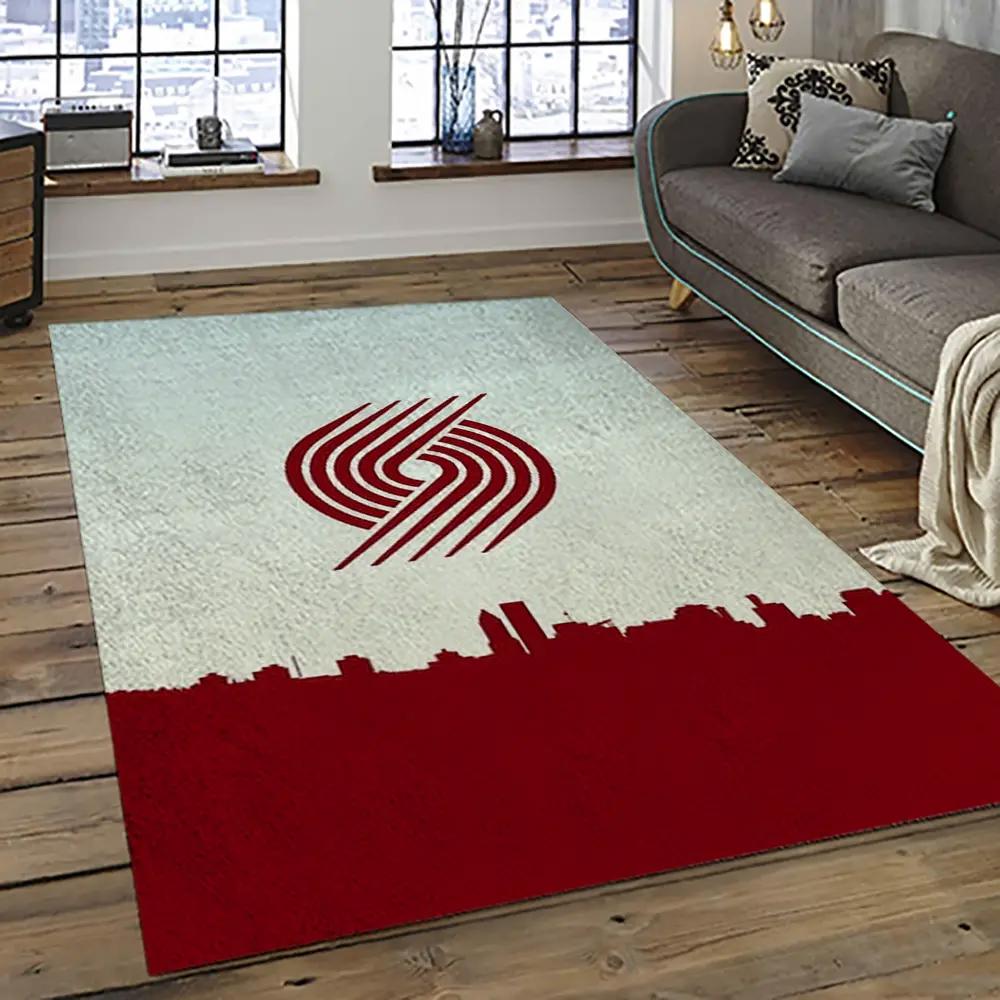 Nba portland trail blazers basketball team logo sport carpet rectangle area rug for living room ptb5 Rectangle Rug