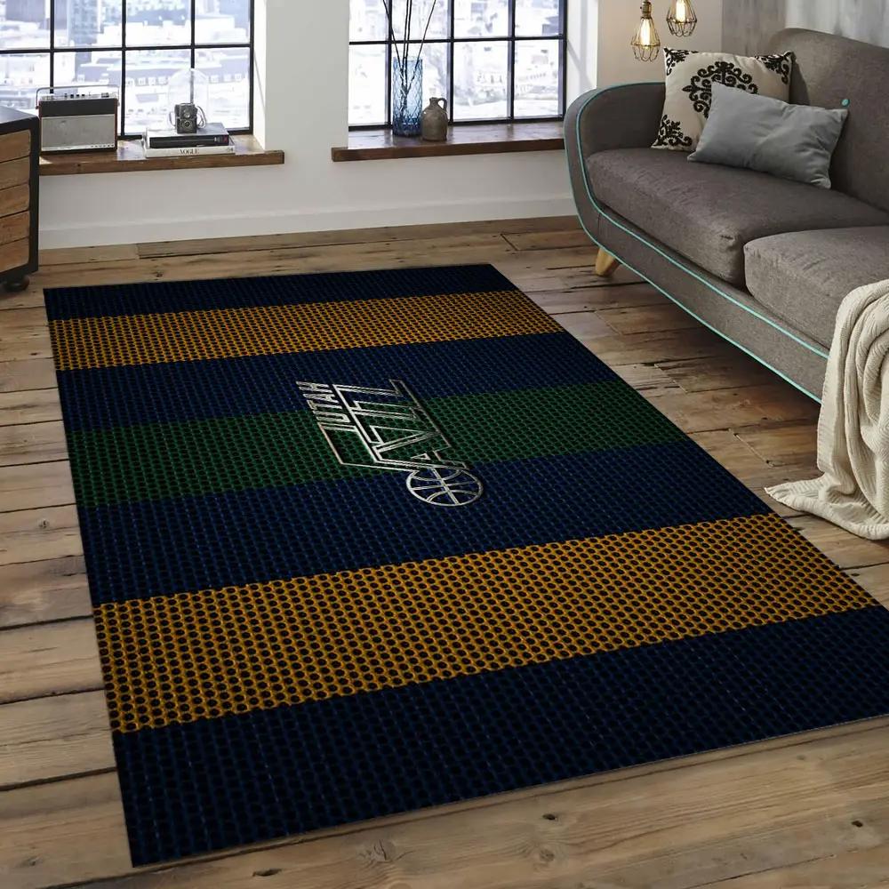 Nba utah jazz basketball legend team logo rectangle area uj02 Rectangle Rug