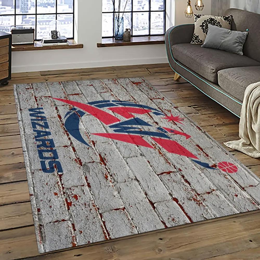 Nba washington wizards basketball team logo sport carpet rectangle area rug for living room wsw6 Rectangle Rug