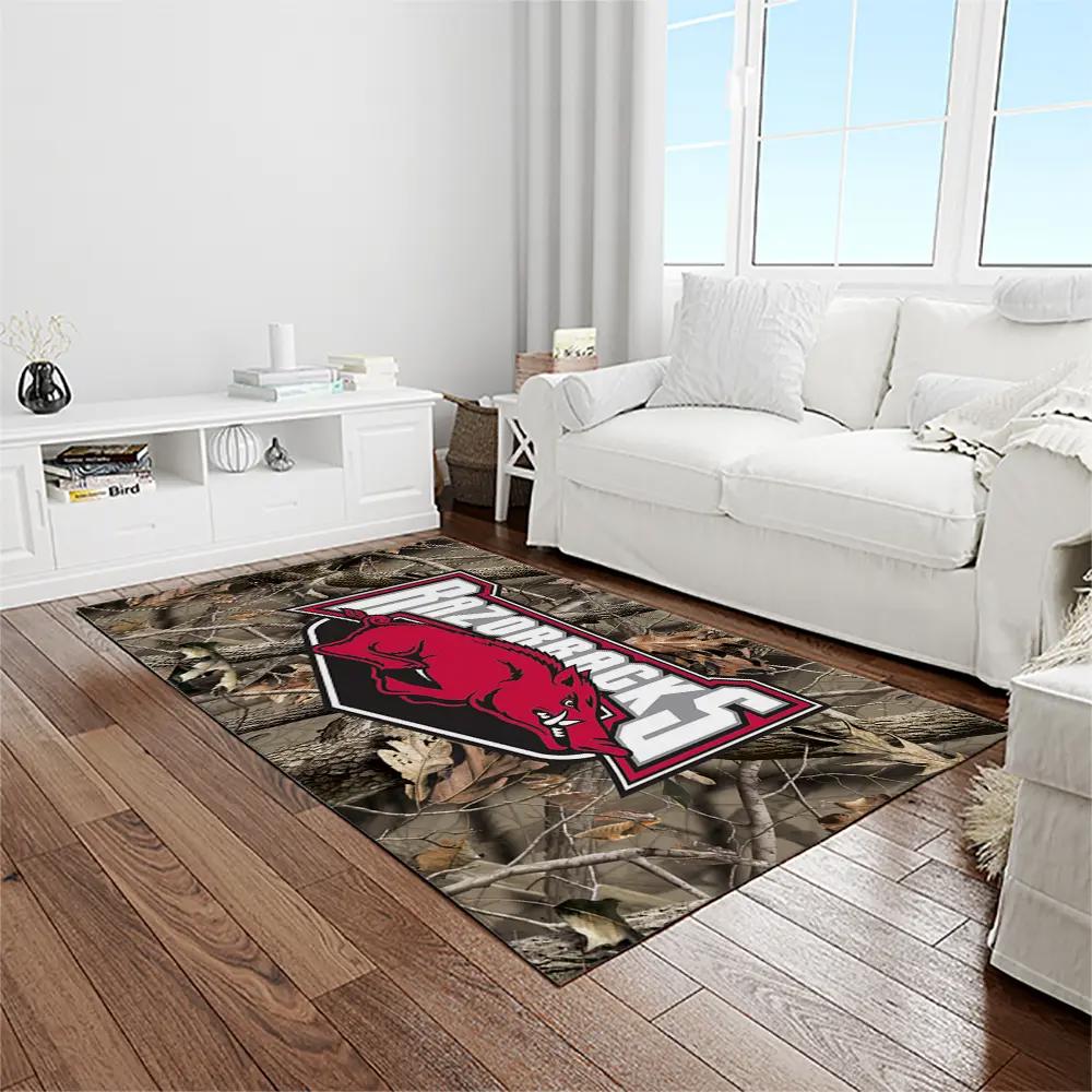 Ncaa arkansas razorbacks college sport basketball and foolball team logo rectangle area rug ar13 Rectangle Rug