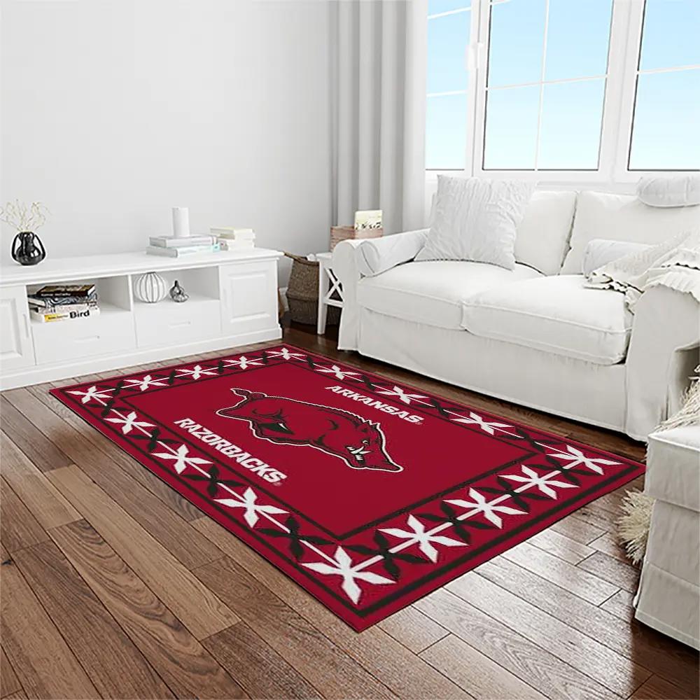 Ncaa arkansas razorbacks college sport basketball and foolball team logo rectangle area rug ar50 Rectangle Rug