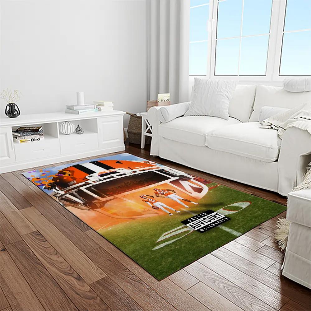 Ncaa clemson tigers college sport basketball and foolball team logo rectangle area rug ct02 Rectangle Rug