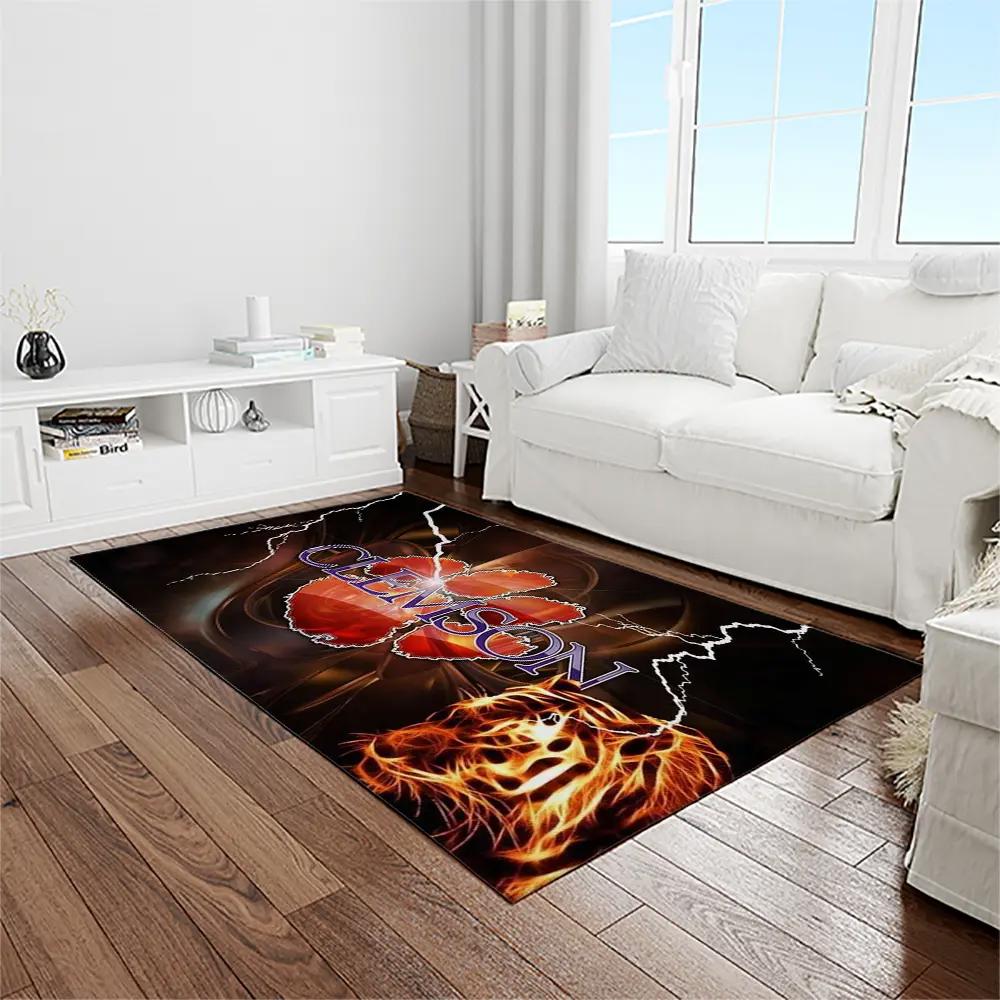Ncaa clemson tigers college sport basketball and foolball team logo rectangle area rug ct31 Rectangle Rug