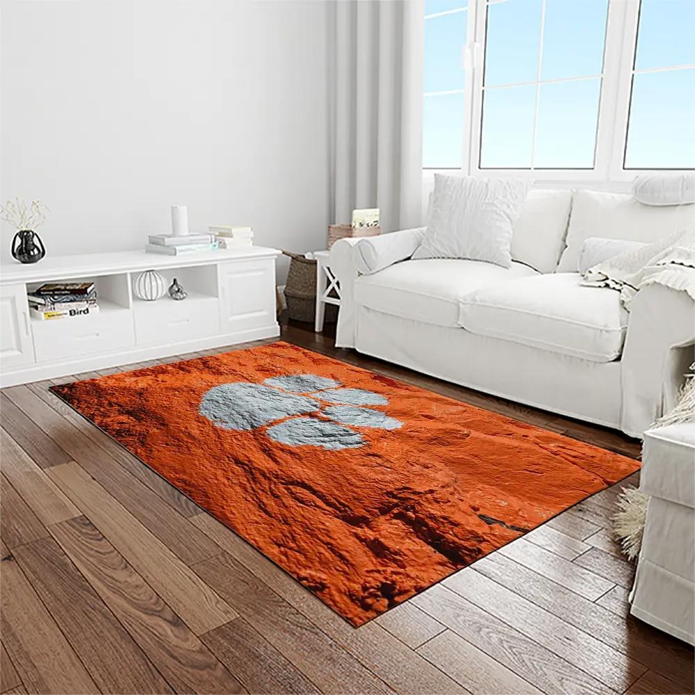 Ncaa clemson tigers college sport basketball and foolball team logo rectangle area rug ct42 Rectangle Rug