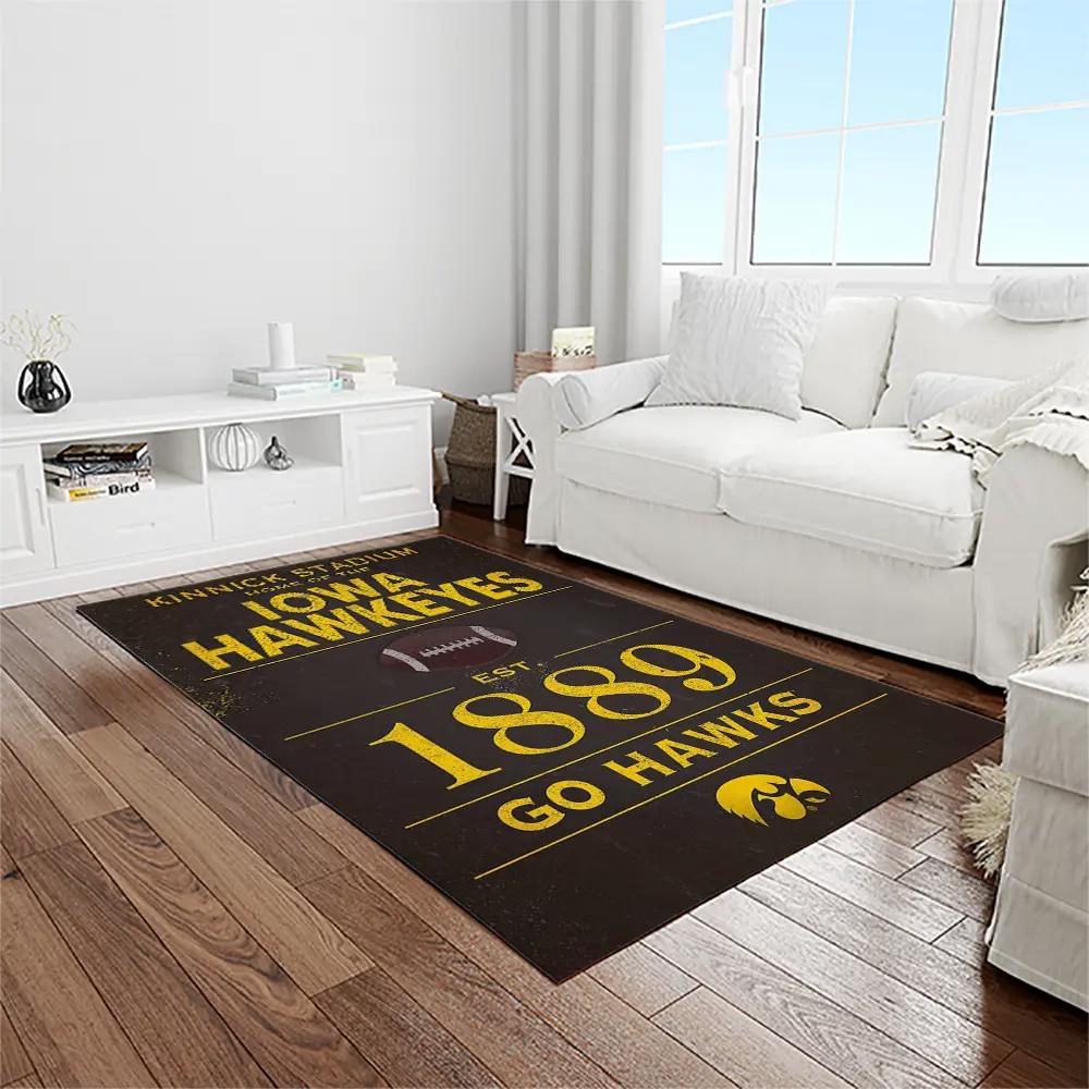 Ncaa iowa hawkeyes college sport basketball and foolball team logo rectangle area rug iwh03 Rectangle Rug