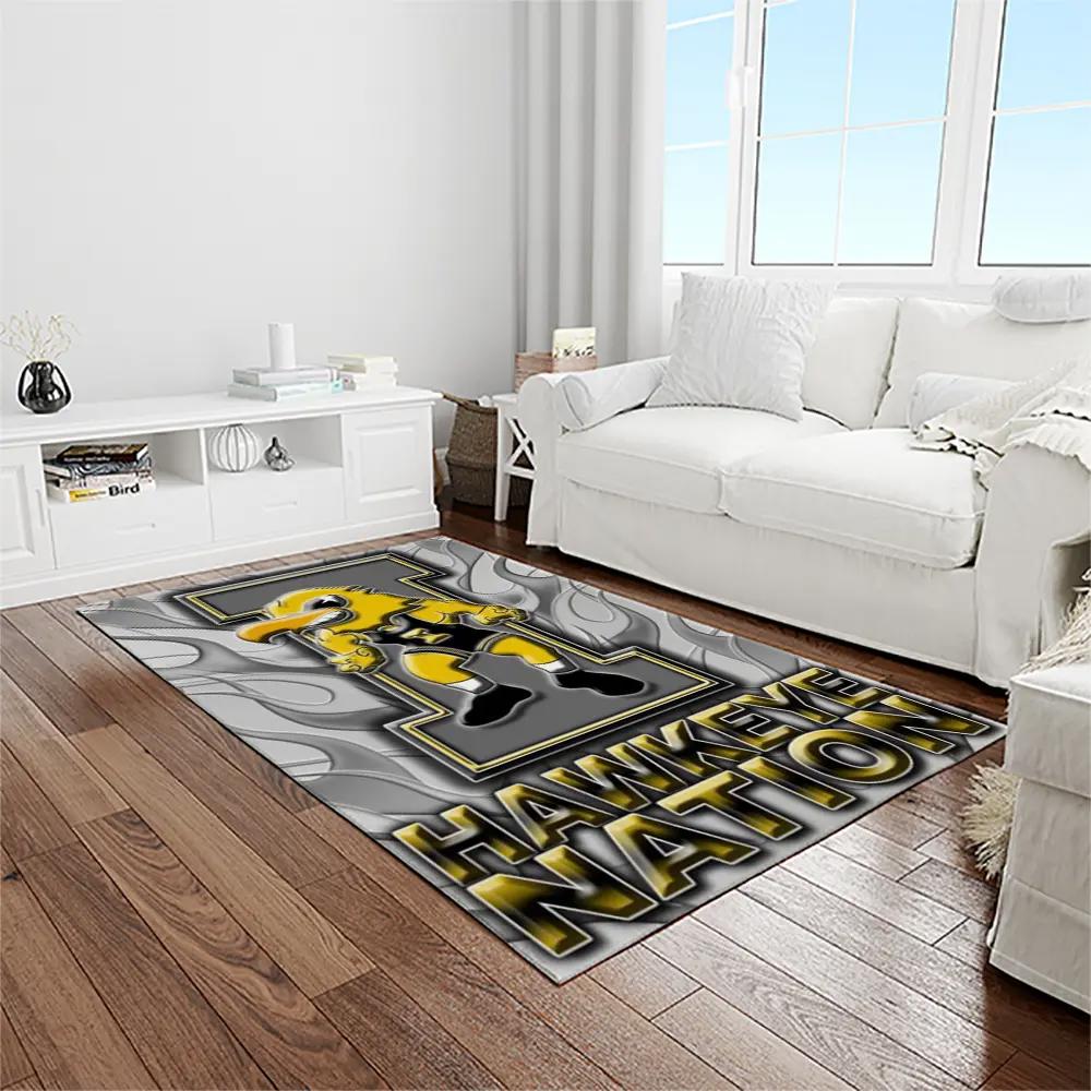 Ncaa iowa hawkeyes college sport basketball and foolball team logo rectangle area rug iwh09 Rectangle Rug