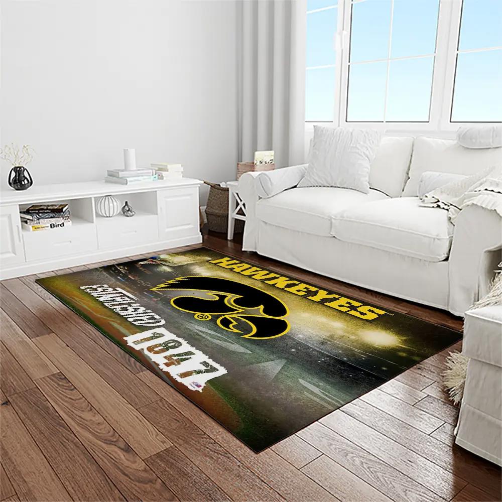 Ncaa iowa hawkeyes college sport basketball and foolball team logo rectangle area rug iwh19 Rectangle Rug