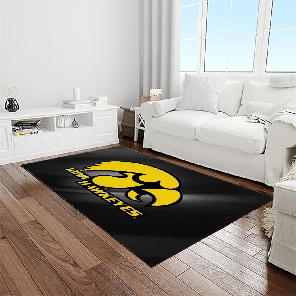 Ncaa iowa hawkeyes college sport basketball and foolball team logo rectangle area rug iwh57 Rectangle Rug