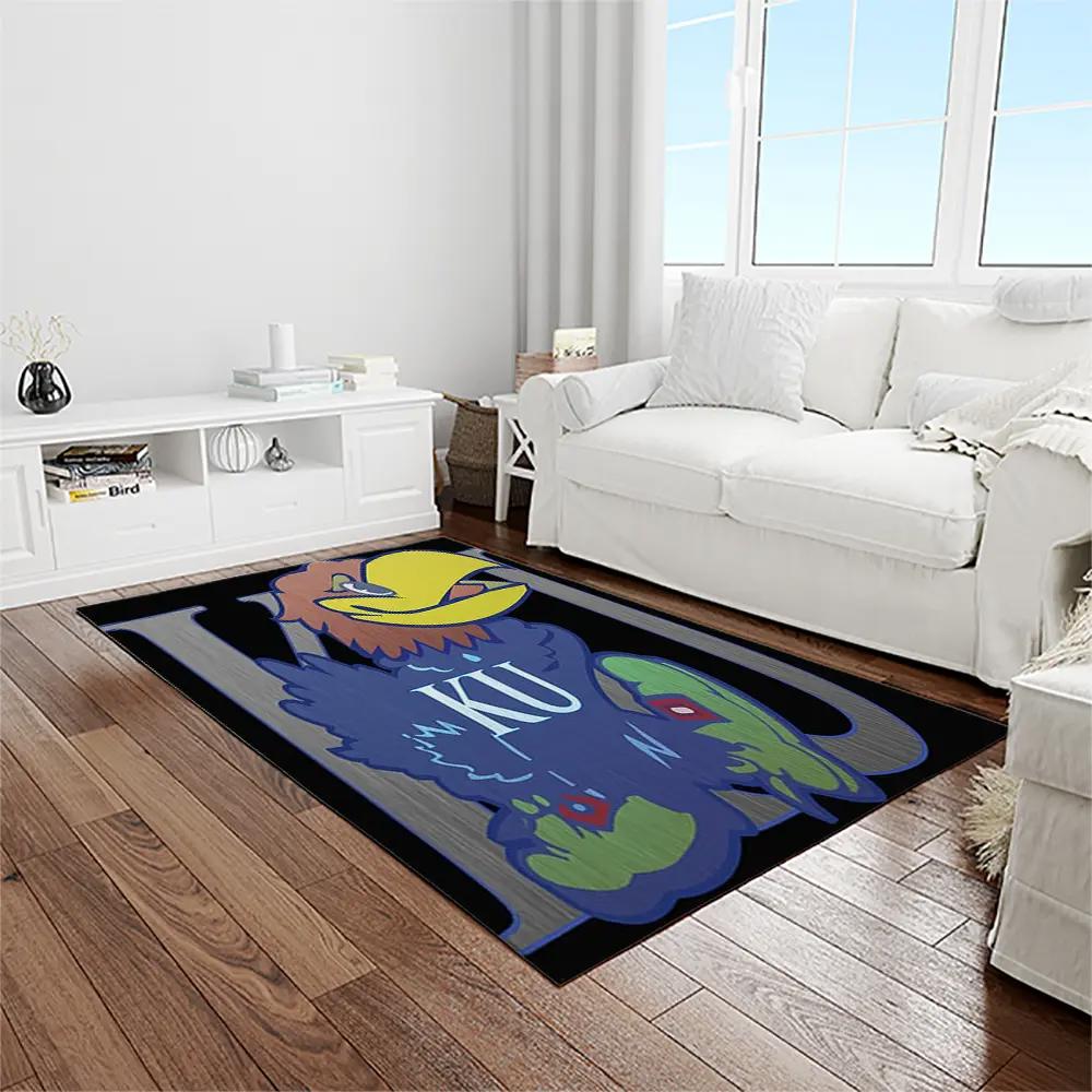 Ncaa kansas jayhawks basketball team logo rectangle area rug kj04 Rectangle Rug