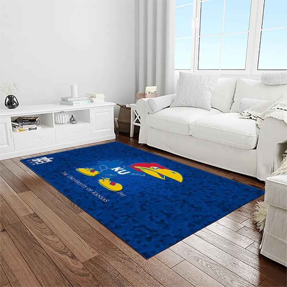 Ncaa kansas jayhawks basketball team logo rectangle area rug kj34 Rectangle Rug