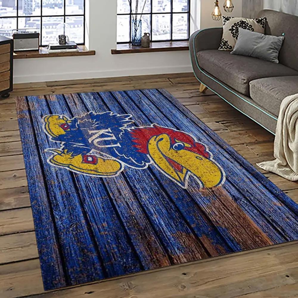Ncaa kansas jayhawks football team logo sport carpet area rug home decor best gift for friends ksjk22 Rectangle Rug