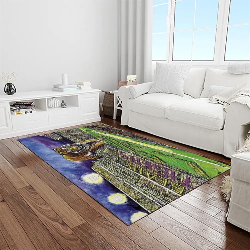 Ncaa louisiana state university college sport basketball and foolball team logo rectangle area rug lsu35 Rectangle Rug