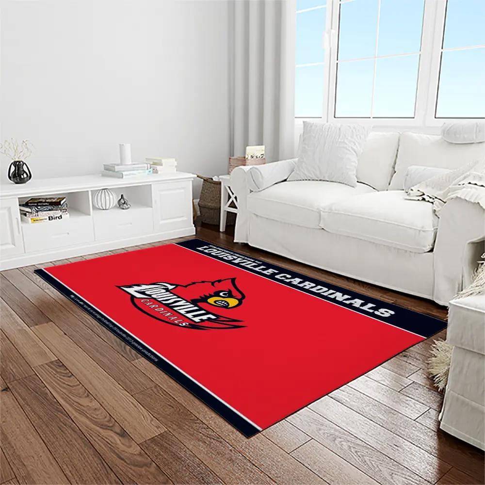 Ncaa louisville cardinals college sport basketball and foolball team logo rectangle area rug lics28 Rectangle Rug