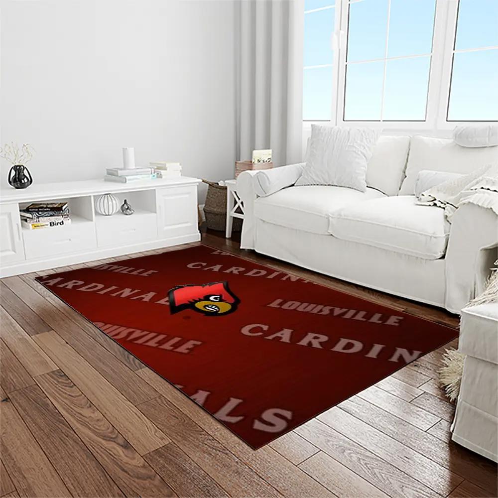 Ncaa louisville cardinals college sport basketball and foolball team logo rectangle area rug lics39 Rectangle Rug