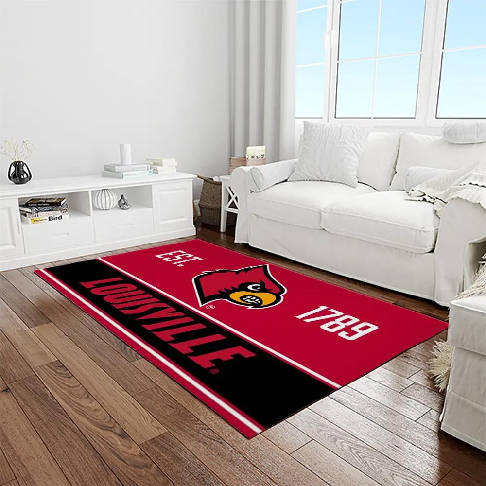 Ncaa louisville cardinals college sport basketball and foolball team logo rectangle area rug lics80 Rectangle Rug