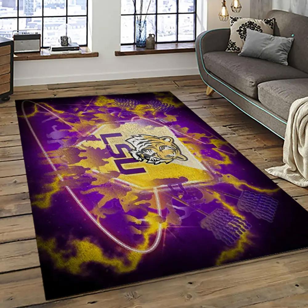 Ncaa lsu tigers basketball team logo sport carpet area rug home decor best gift for friends lsu17 Rectangle Rug