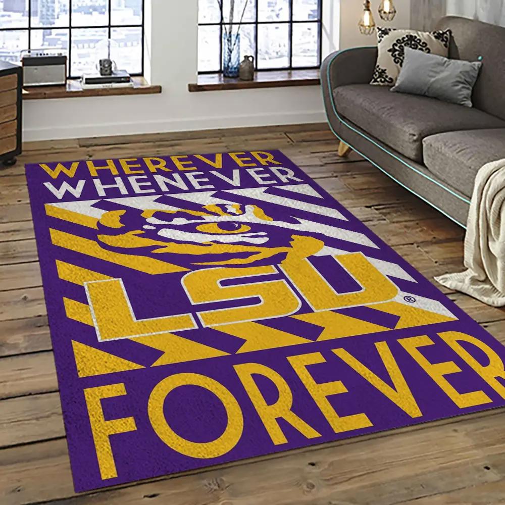 Ncaa lsu tigers basketball team logo sport carpet area rug home decor best gift for friends lsu3 Rectangle Rug