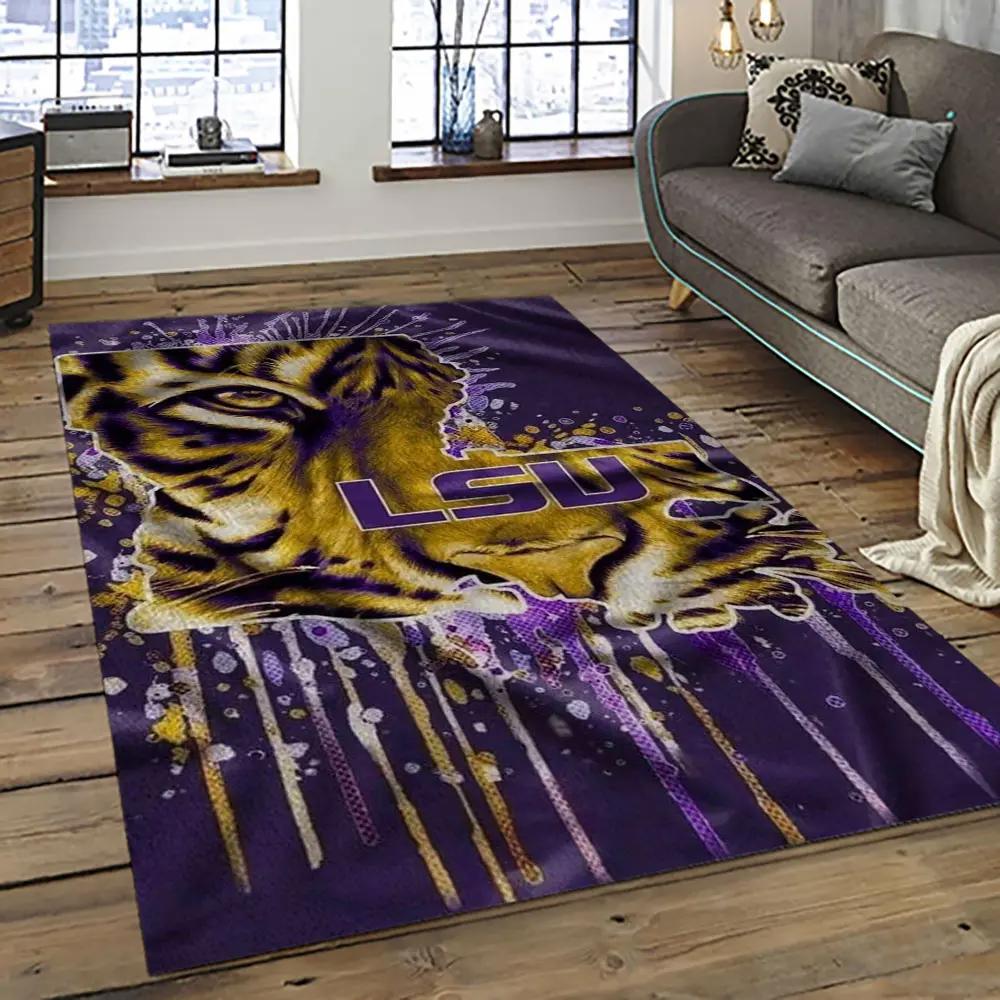 Ncaa lsu tigers basketball team logo sport carpet area rug home decor best gift for friends lsu32 Rectangle Rug