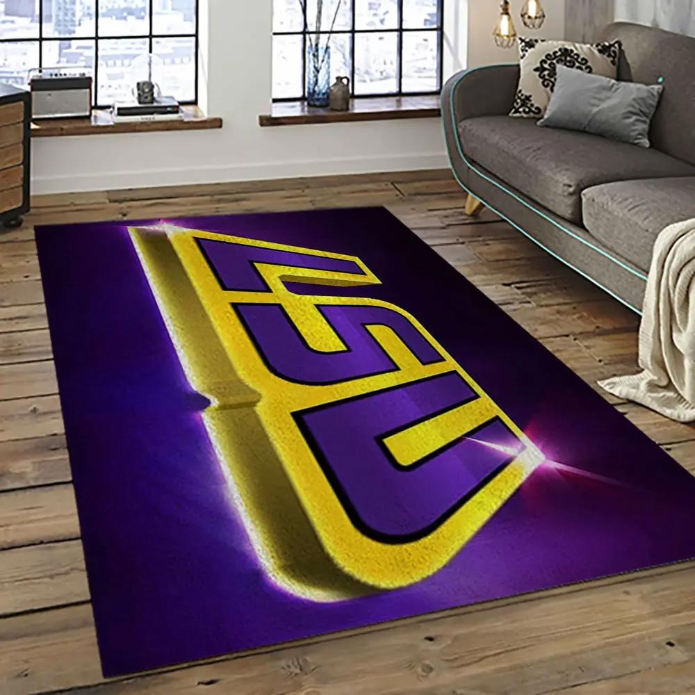 Ncaa lsu tigers basketball team logo sport carpet area rug home decor best gift for friends lsu7 Rectangle Rug